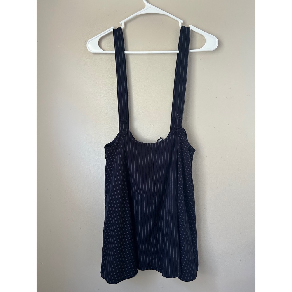 Y2K Forever 21 Pinstripe Pinafore Dress with Tie Straps Small Preppy Academia